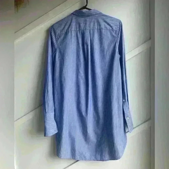 Aritzia Babaton Blue White stripes Carleton Poplin Shirt Dress Tunic size M - Picture 13 of 13